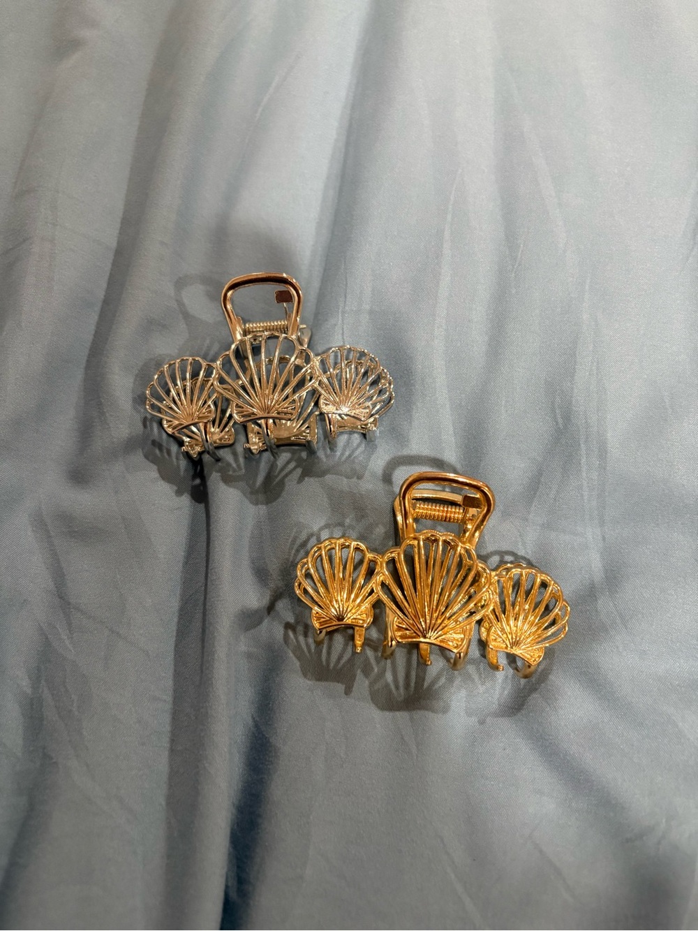 Gold Shell Trio Hair Claw Clips - Women Accessories